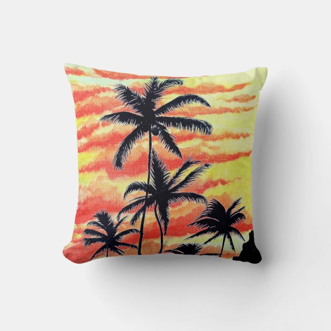 Hawaiian Sunset Coco Palms  Throw Pillow (Front)