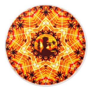 Hawaiian Sunset Hula Palms Ceramic Knob