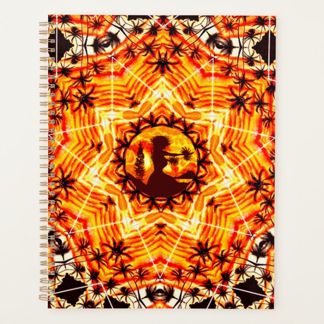Hawaiian Sunset Hula Palms  Planner (Front)