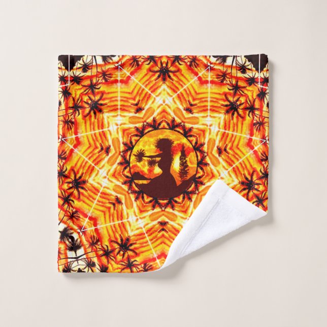 Hawaiian Sunset Hula Palms  Wash Cloth (Wash Cloth)