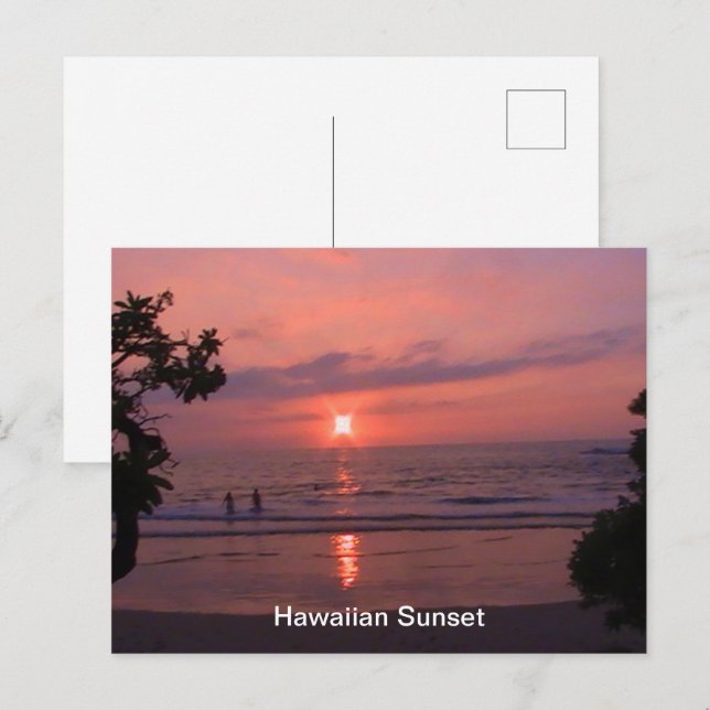 Hawaiian Sunset Ocean Beach Holiday Postcard (Front/Back)