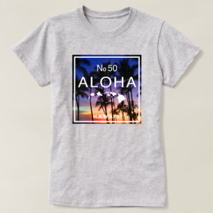 Hawaiian Sunset Vibes with Palm Trees Glow T-Shirt