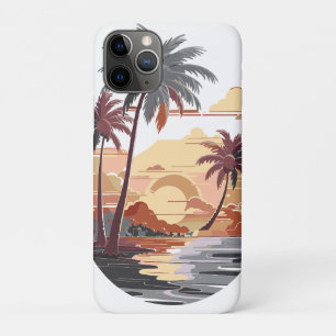 Hawaiian sunset with palm tree. iPhone 11 pro case