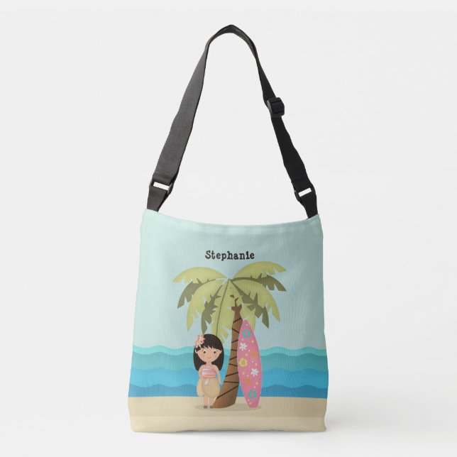 Hawaiian Surfer Girl Crossbody Bag (Front)