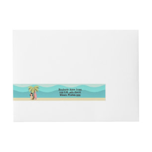 Hawaiian Surfer Girl Wraparound Address Label