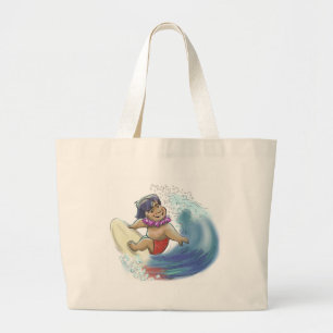 hawaiian surfer large tote bag