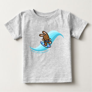 Hawaiian Surfing Bunny Holiday Turq Cartoon Baby T-Shirt