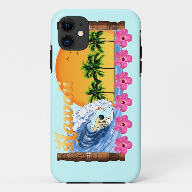 Hawaiian Surfing Case-Mate iPhone Case (Back)