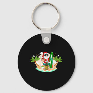 Hawaiian Surfing Santa Claus Or Surf Beach Christm Keychain