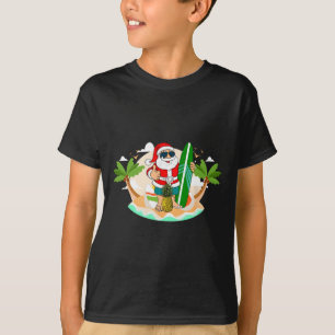 Hawaiian Surfing Santa Claus Or Surf Beach Christm T-Shirt