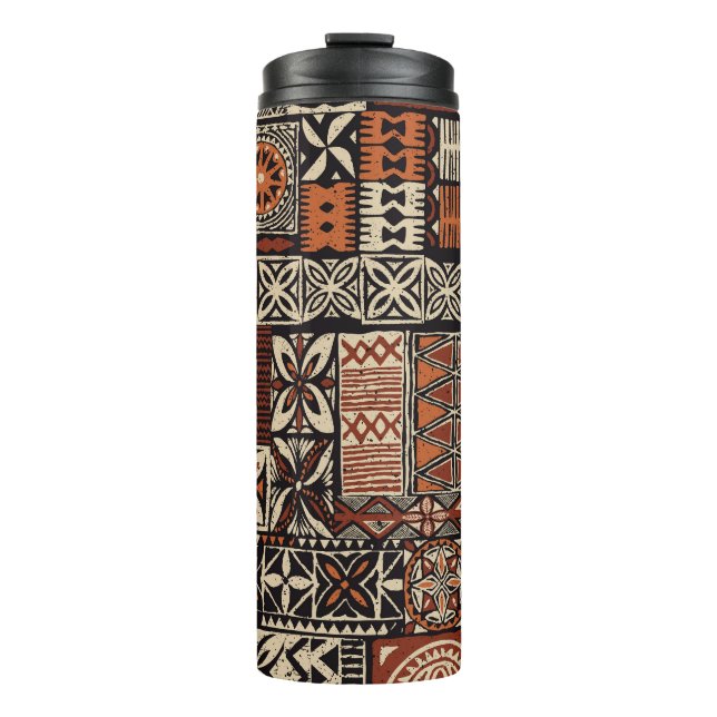 Hawaiian Tapa: Tribal Patchwork Thermal Tumbler (Front)