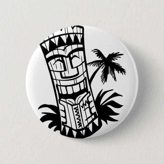 HAWAIIAN TIKI BAR ART 2 INCH ROUND BUTTON (Front)