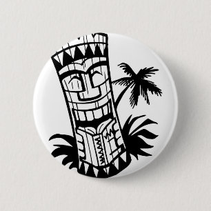 HAWAIIAN TIKI BAR ART 2 INCH ROUND BUTTON