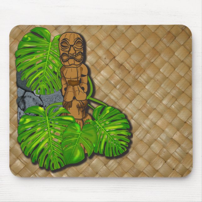 Hawaiian Tiki Lauhala Mousepad (Front)