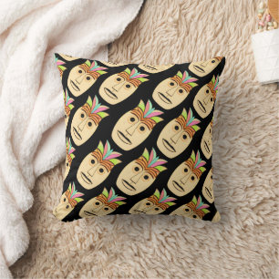 Hawaiian Tiki Mask Throw Pillow