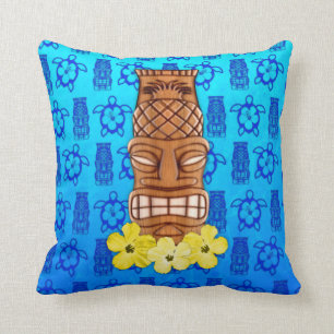 Hawaiian Tiki Mask Throw Pillow