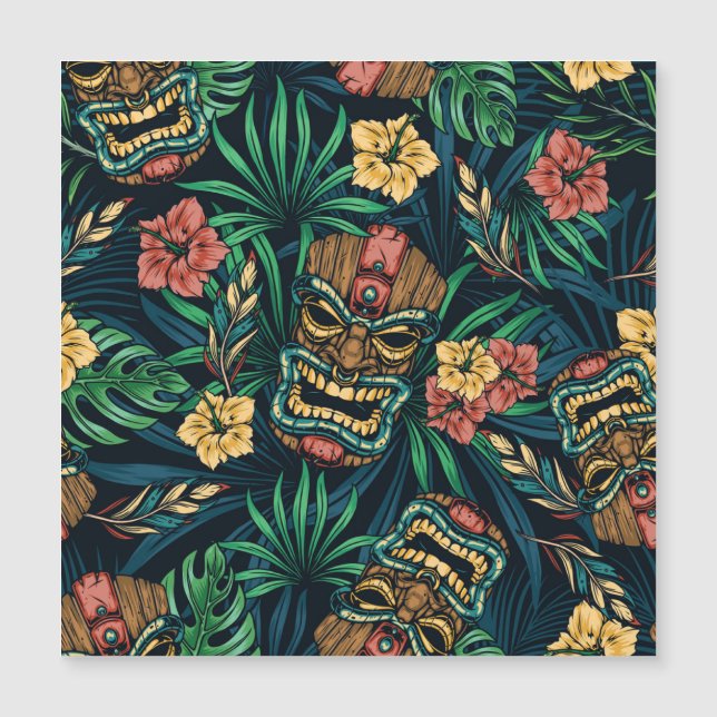 Hawaiian Tiki Mask Tropical Pattern (Front)