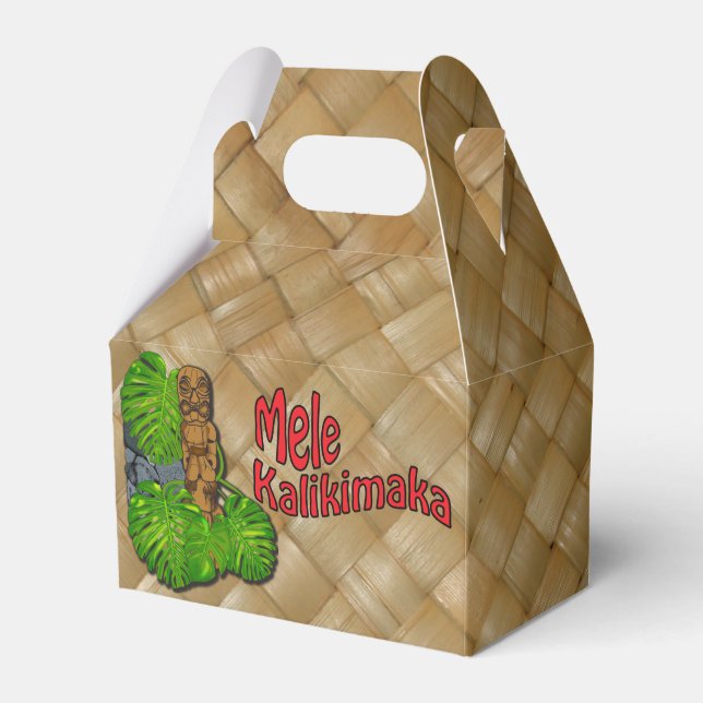 Hawaiian Tiki Mele Kalikimaka Christmas Favour Box (Front Side)