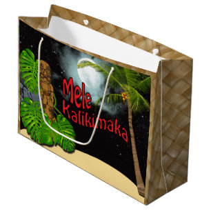 Hawaiian Tiki Mele Kalikimaka Christmas Large Large Gift Bag