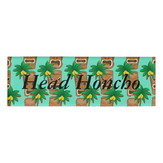 Hawaiian Tiki Repeat Pattern Name Tag (Front)
