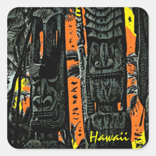 Hawaiian tiki statues customizable stickers