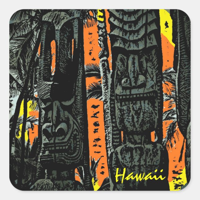 Hawaiian tiki statues customizable stickers (Front)