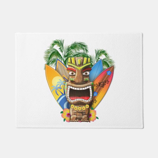 Hawaiian Tiki Surfing Doormat (Front)