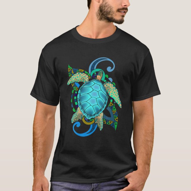 Hawaiian Tribal Maori Ocean Animal Polynesian Sea T-Shirt (Front)
