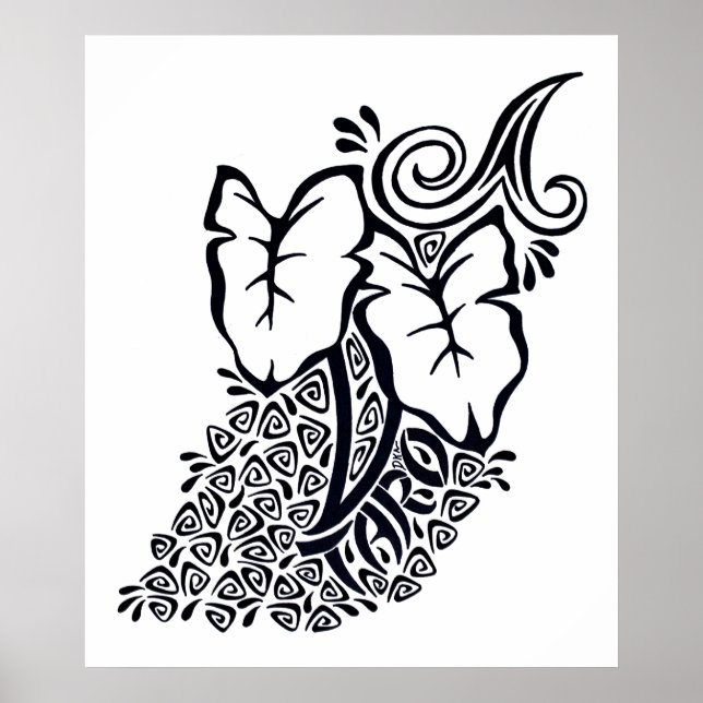 Hawaiian Tribal Taro Garden Tropical Poster (Front)