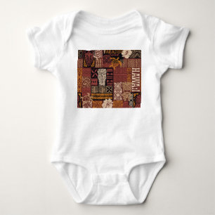 Hawaiian Tribal: Vintage Fabric Patchwork Baby Bodysuit