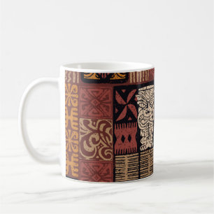 Hawaiian Tribal: Vintage Fabric Patchwork Coffee Mug
