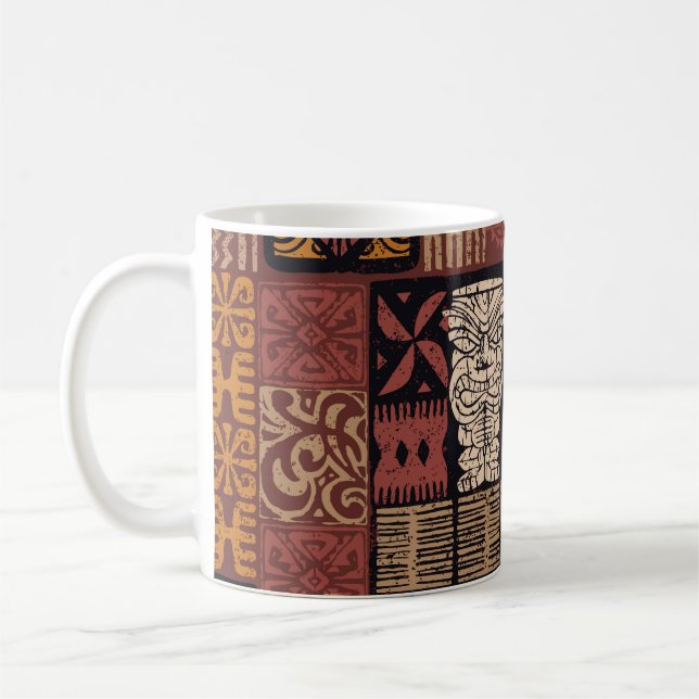 Hawaiian Tribal: Vintage Fabric Patchwork Coffee Mug (Left)