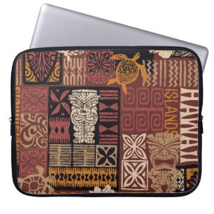 Hawaiian Tribal: Vintage Fabric Patchwork Laptop Sleeve