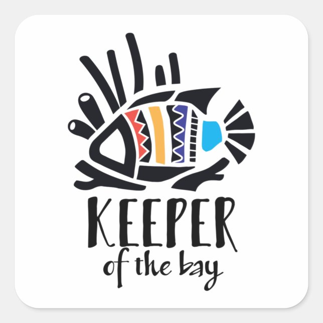 Hawaiian Triggerfish in Tropical Colours Square Sticker (Front)