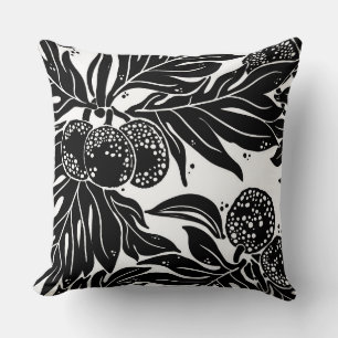 Hawaiian Tropical breadfruit ulu in indigo Throw Pillow