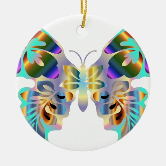 HAWAIIAN TROPICAL BUTTERFLY CERAMIC ORNAMENT (Front)