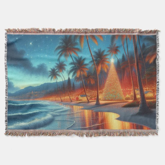 Hawaiian/Tropical Christmas  Throw Blanket (Front)
