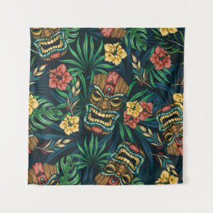 Hawaiian tropical colorful seamless pattern with t tapestry