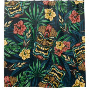 Hawaiian tropical colourful seamless pattern with 