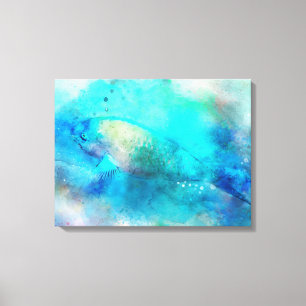 Hawaiian Tropical Fish Watercolor - Parrotfish Canvas Print