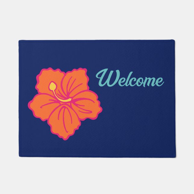 Hawaiian Tropical Flower Doormat  (Front)