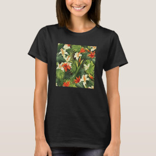 Hawaiian Tropical Flower Leaf Pattern Beach Vacati T-Shirt