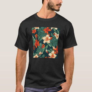 Hawaiian Tropical Flower Leaf Pattern Beach Vacati T-Shirt