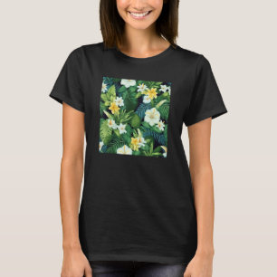 Hawaiian Tropical Flower Leaf Pattern Beach Vacati T-Shirt