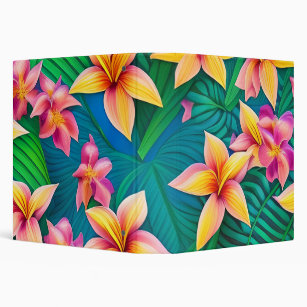 Hawaiian Tropical Flower Pattern  Binder