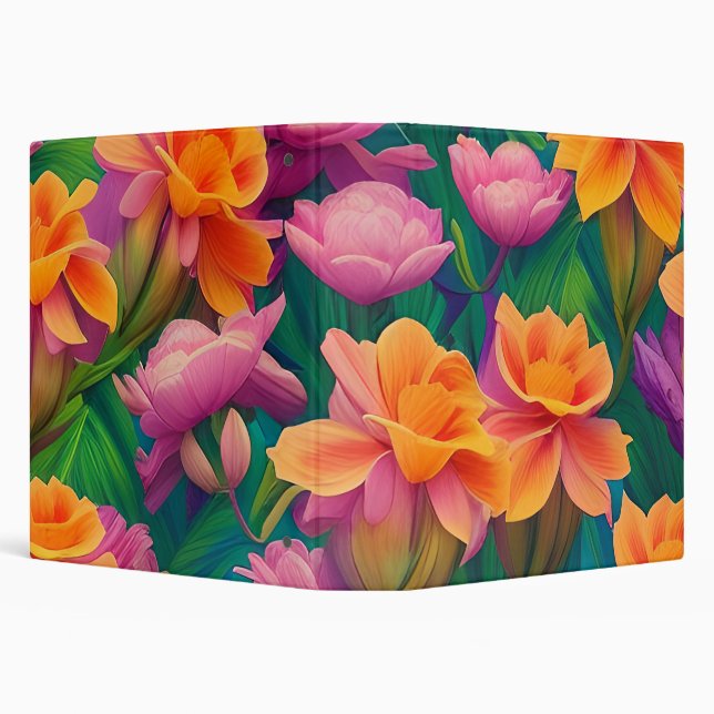 Hawaiian Tropical Flower Pattern  Binder (Background)