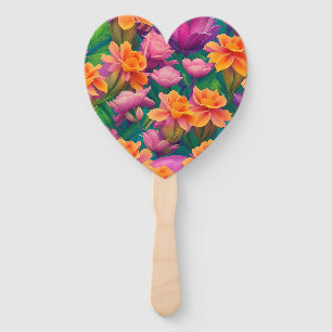 Hawaiian Tropical Flower Pattern Hand Fan