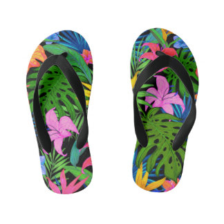 Hawaiian Tropical Flower Pattern Kid's Flip Flops