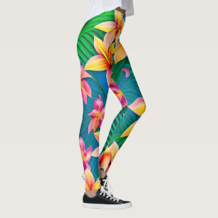 Hawaiian Tropical Flower Pattern  Leggings