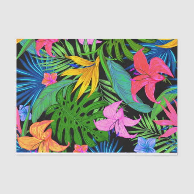 Hawaiian Tropical Flower Pattern Tissue Paper (Front)